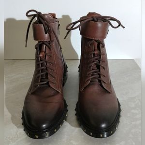 Vince Camuto Brown Talorini Studded Combat Boots Sz Women's 7